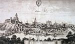 Panorama Cieszyna, miedzioryt Mateusza Meriana z „Topographiae Bohemiae, Moravia et Silesiae”, Frankfurt nad Menem 1650 r.